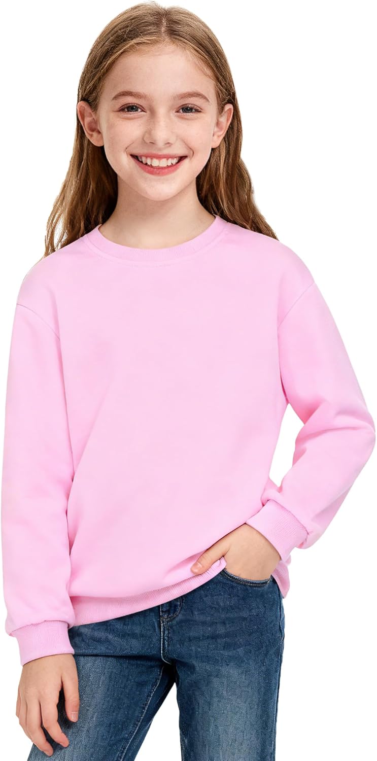 Auranso Girls Sweatshirt Kids Crewneck Long Sleeve Shirts Casual Pullover Tops