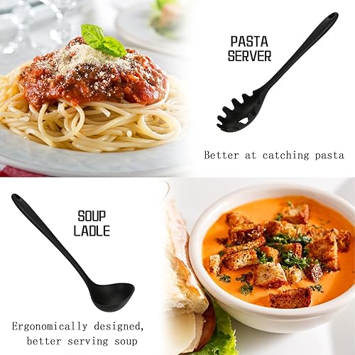 Miniatura 3 de GreatChef Juego de 10 utensilios de cocina de silicona para servir y utensilios de cocina antiadherentes, espátula ranurada, cucharón de sopa,