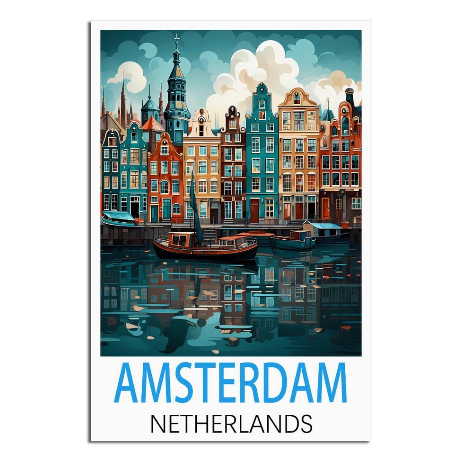 NAEGV Paint by Numbers Adults Amsterdam Netherlands Paint Brushes and Acrylic Painting Kit for Kids and Adults Beginner Gifts 20x30cm