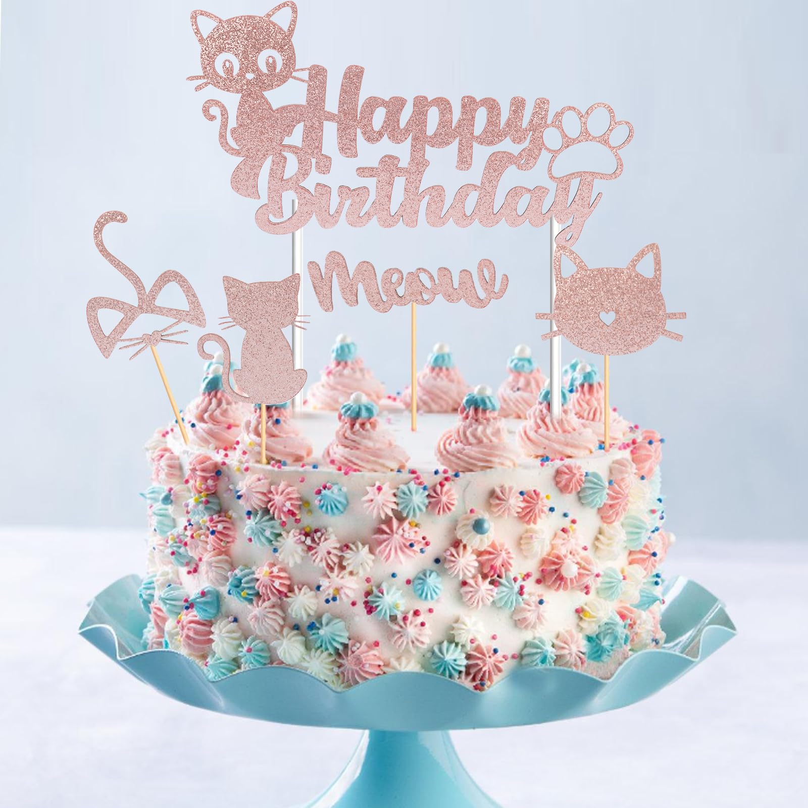 Katzen-Kuchen-Topper Set – 11-teilig Mit Happy Birthday Banner, Für Geburtstagstorten & Cupcakes