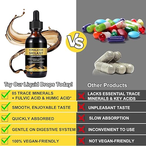 Miniatura 7 de Gotas Shilajit para hombres y mujeres, paquete de 2 gotas líquidas de resina pura orgánica del Himalaya Shilajit que contiene más de 85