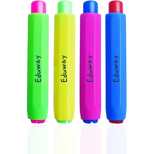 Eduway Multi Color Chalk Holder (Pack Of 4) For Black Board/Chalkboard | Perfect for Kids & Teacher | Non-Toxic & Oil Pastel Holder | Dustless Chalk Holder Pen for School & Classroom |(Assorted Color)