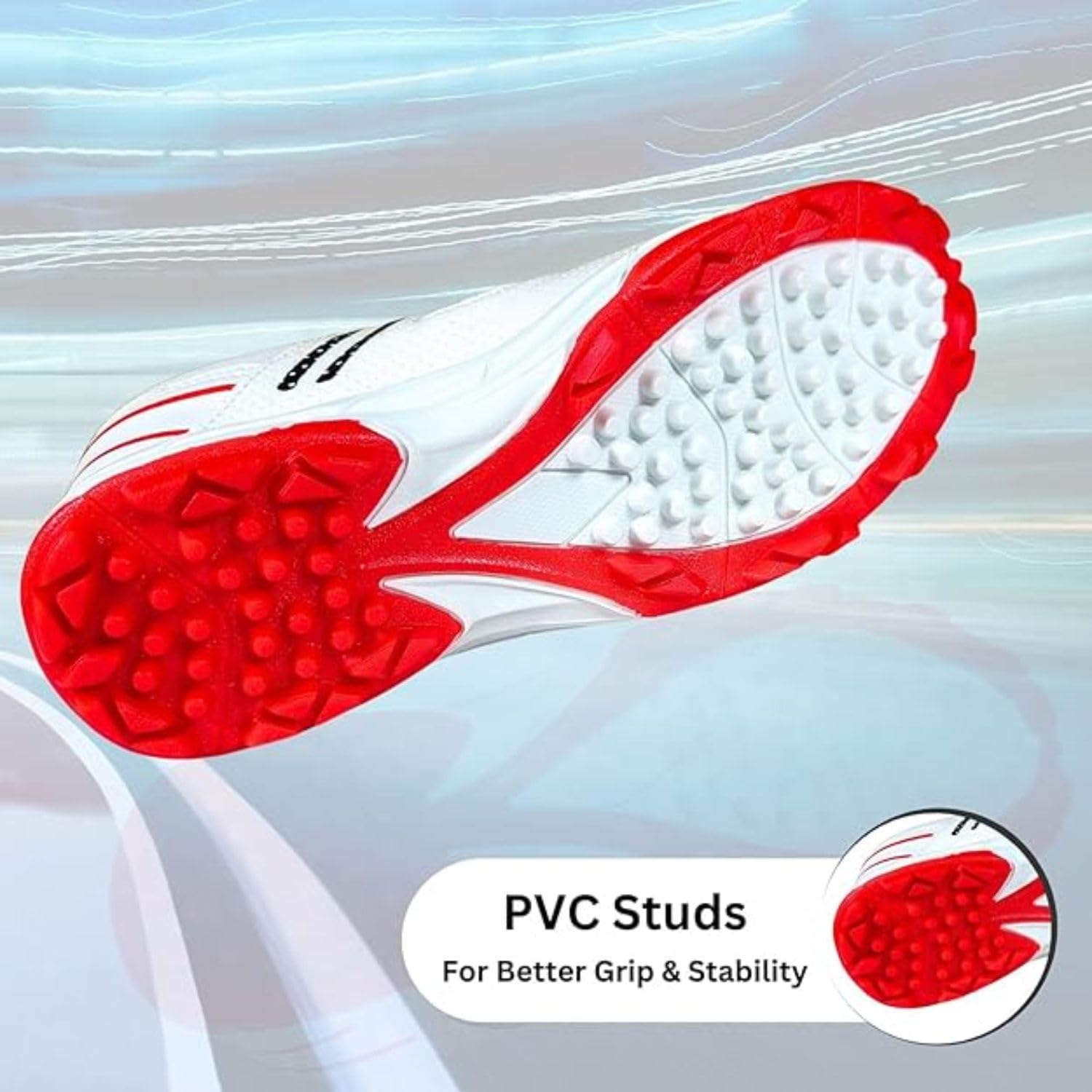 Prokick Havoc Cricket Shoes for Men and Women|Lightweight & Durable Cricket Shoes|PVC Studs Spikes Sports Shoe for Unisex|Synthetic Leather Upper Sports Shoes|EVA Sockliner (WHITE/RED/BLACK, UK Footwear Size System, Adult, Men, Numeric, Medium, 11) 4