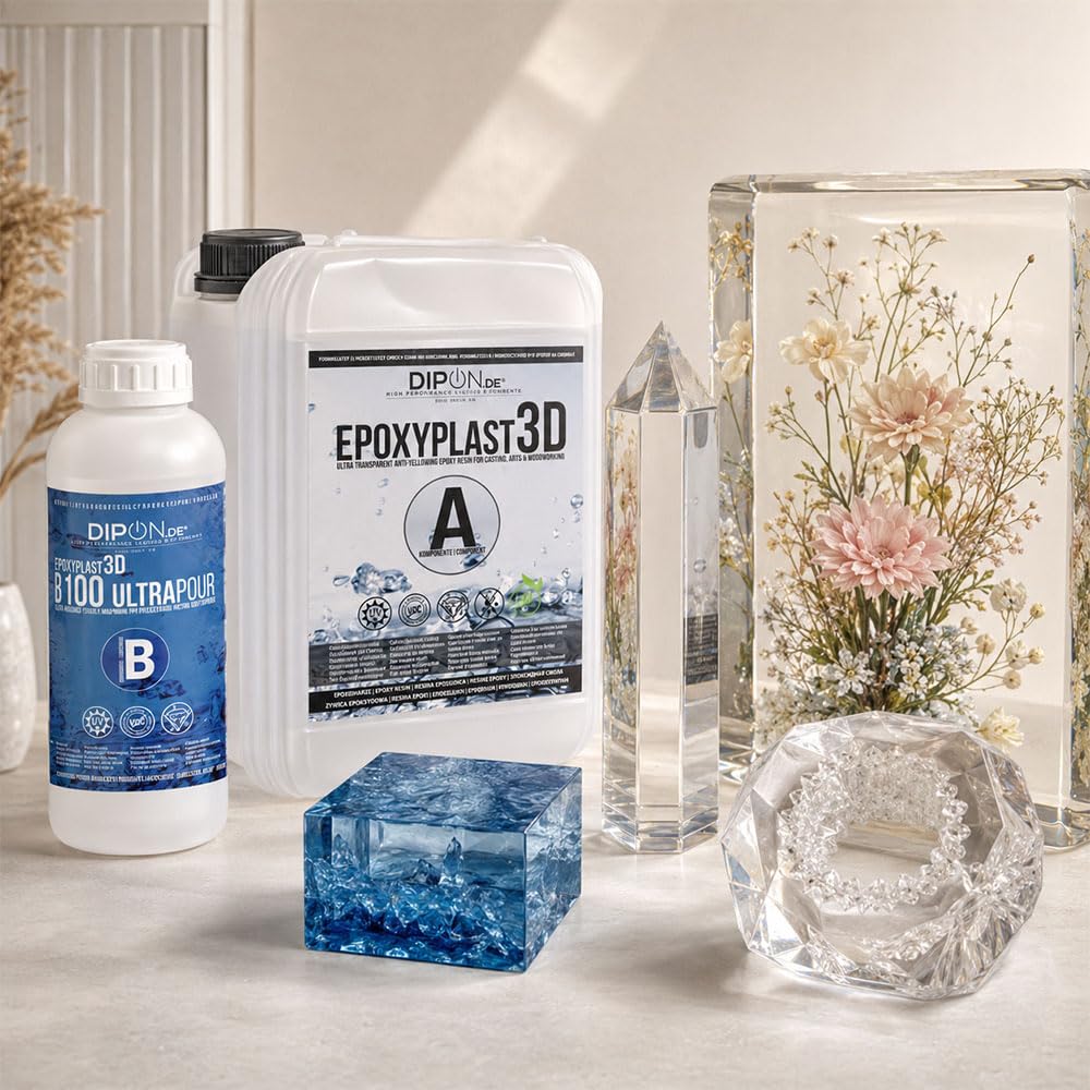 3,0 KG Epoxidharz EpoxyPlast 3D B100 ULTRA POUR 11 CM (110 MM) Gießhöhe für Rivertische I Ultra Diamantklar I Maximaler UV Schutz I Gießharz I Glasklar I Resin I Epoxi I EP I Tisch