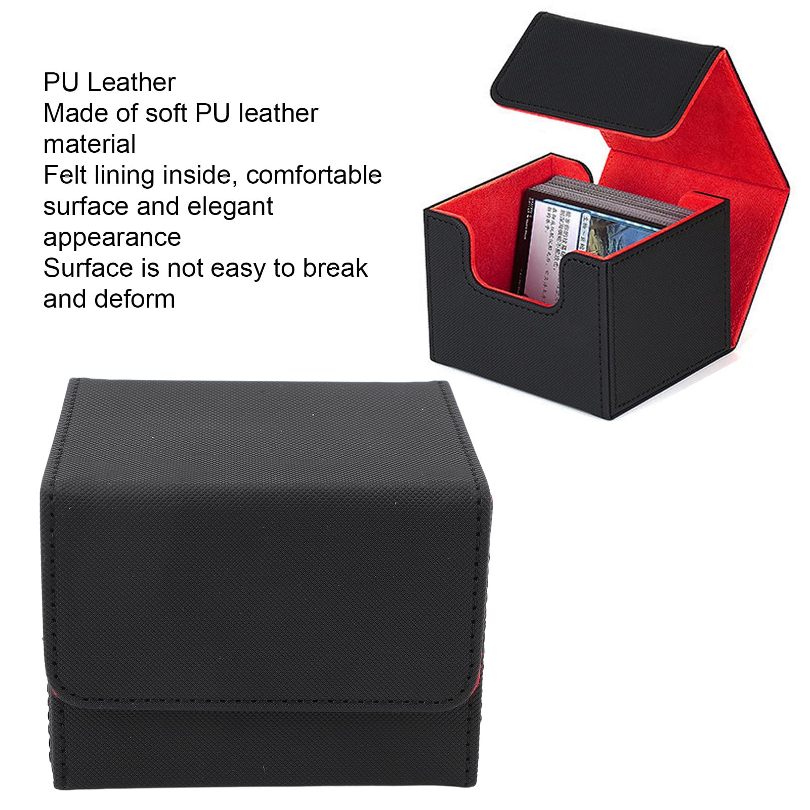 Boîte De Rangement En Cuir PU Pour Cartes - Fermeture Magnétique, Dimensions 78x83x104 Mm, Capacité ~100 Cartes, Idéale Tarot, Jeux