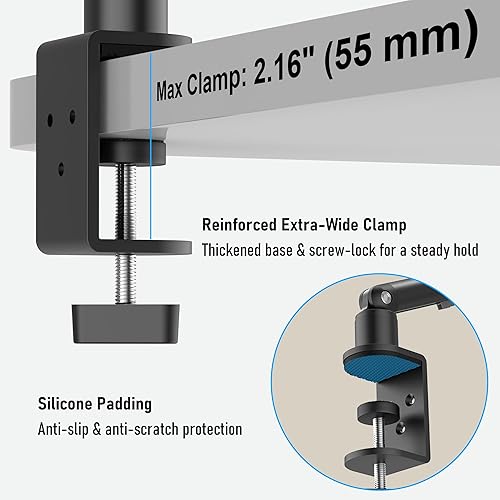 Miniatura 3 de Soporte para iPad para escritorio, brazo ajustable para tableta iPad con abrazadera en C, brazo largo plegable de 30 pulgadas y rotación de 360, se