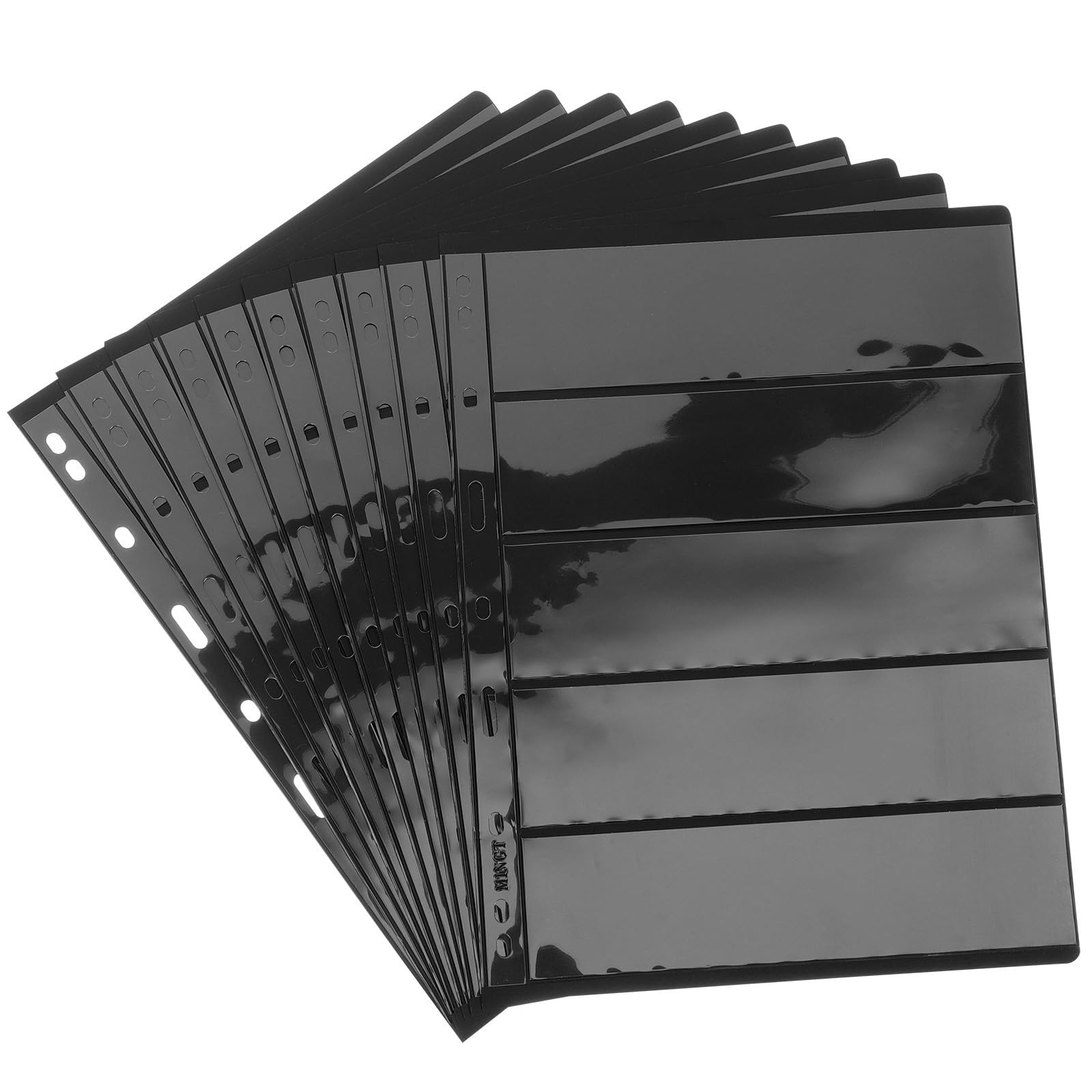Hojas para álbum de filatelia de 9 orificios y fondo negro de material PET