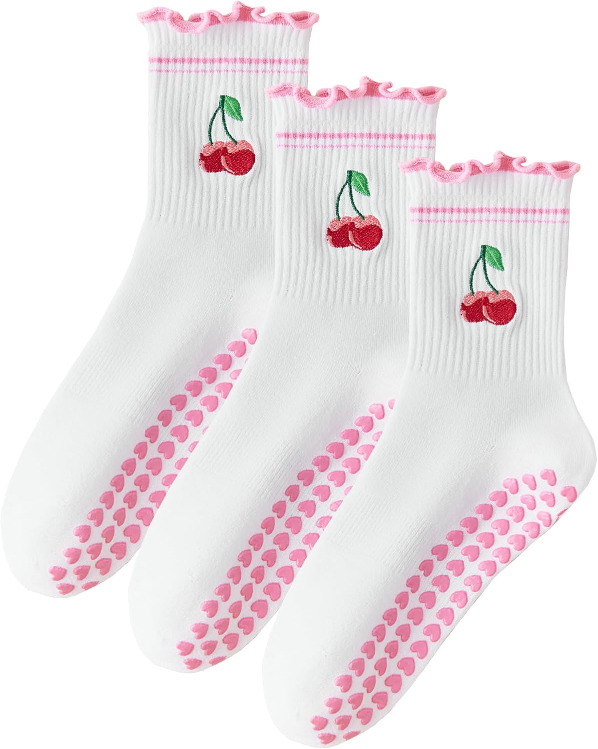 Pilates Socks with Non-Slip Grips Yoga Grippy Barre Workout Athletic Crew Anti-Slip...