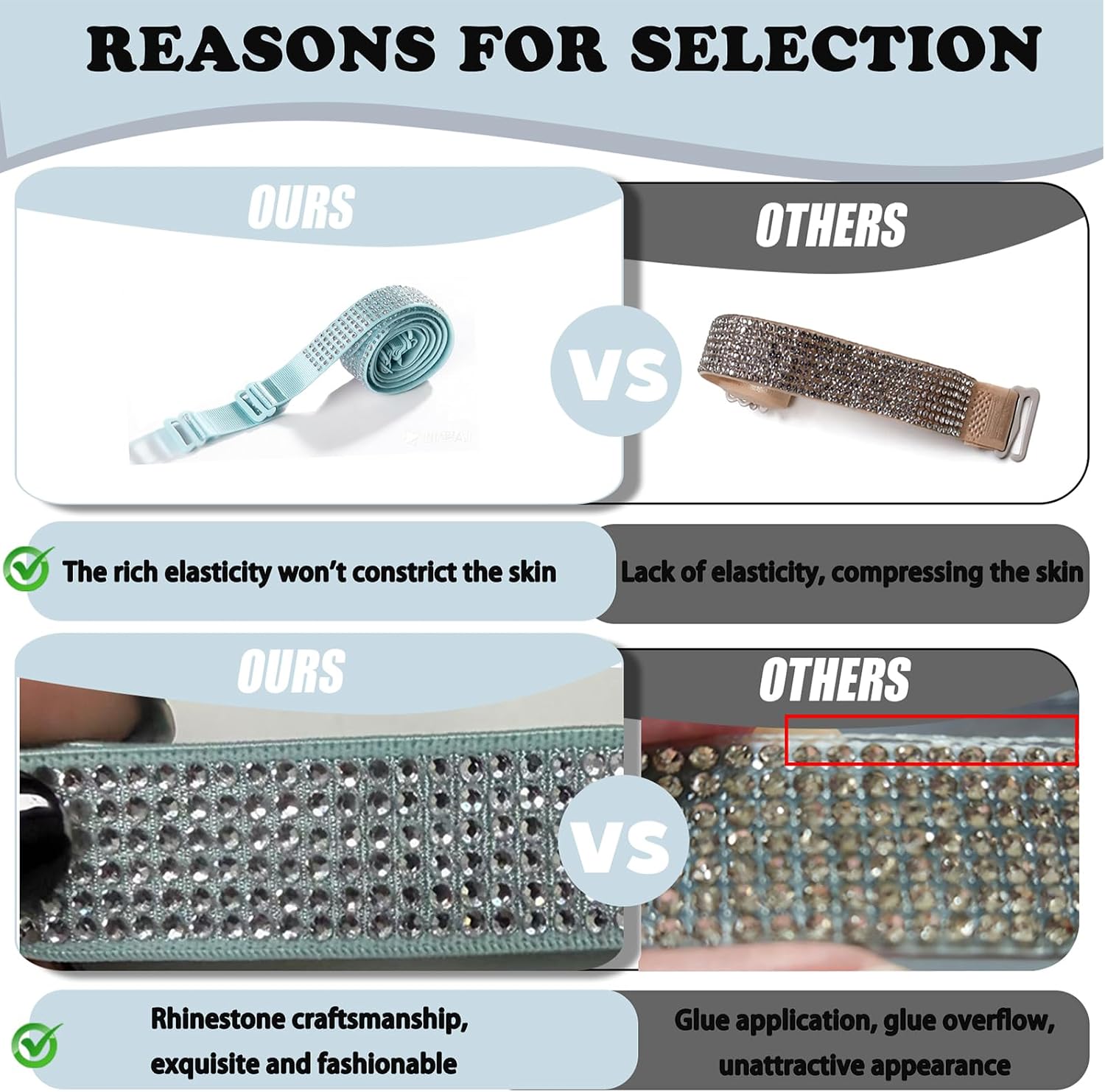 Women's Glitter Rhinestone Bra Straps - Non-slip Adjustable Bling Bra Shoulder Straps for Dress & Lingerie