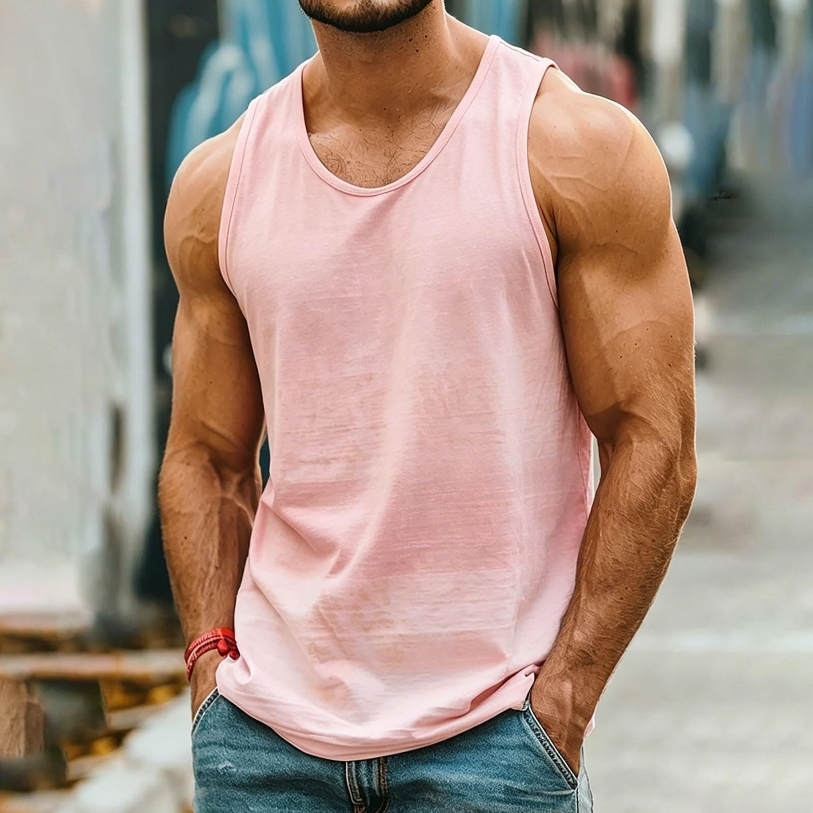 Canotta sportiva da uomo, senza maniche, per fitness, traspirante, bodybuilding | Materiale elasticizzato di alta qualità, taglio attillato, massima libertà di movimento, versatile