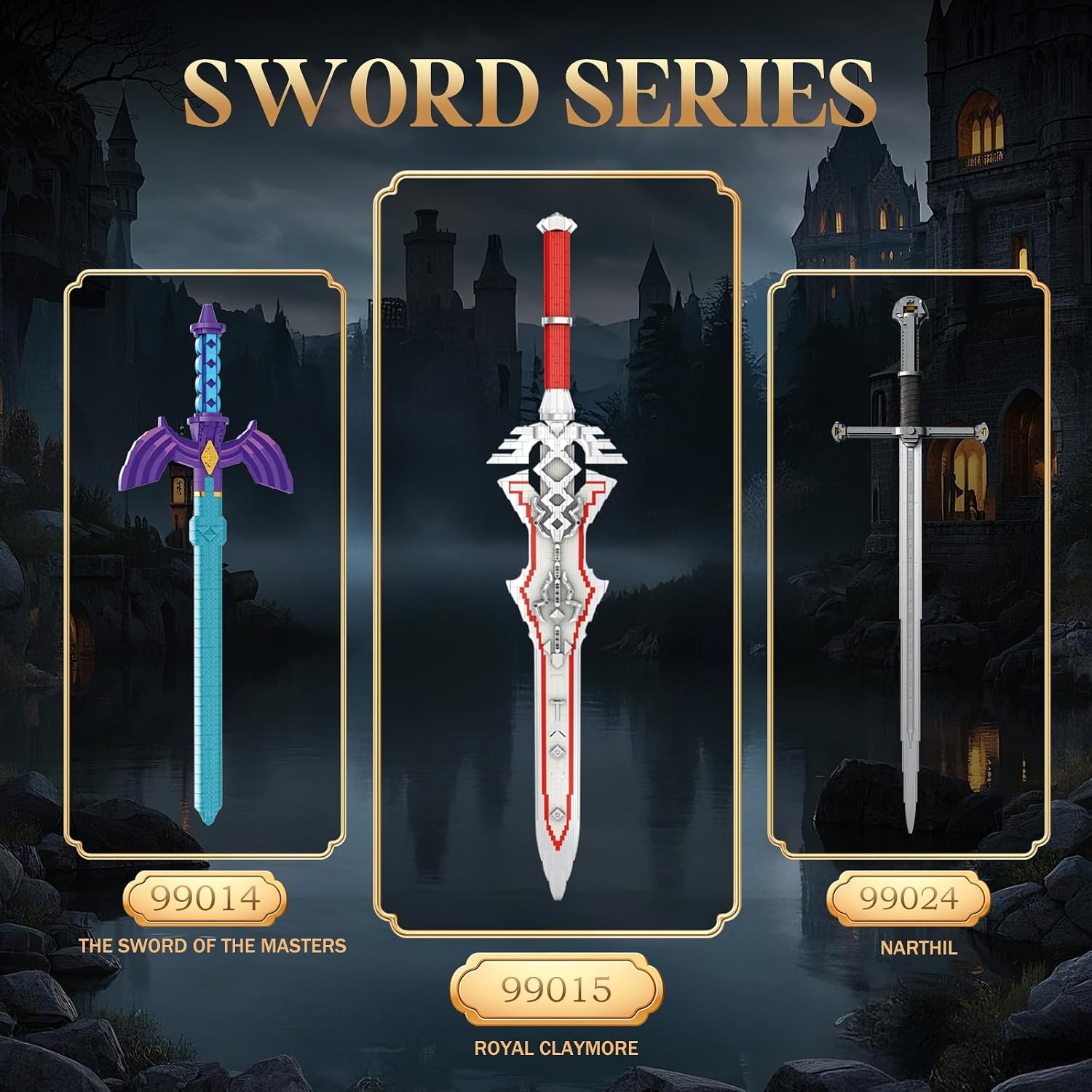 Reobrix Sword Building Sets for Adults, Cool Royal Claymore 99015 Collectible Build and Display Model, Anime-Style Cosplay Toy Sword Home Office Decor, Gifts for Classic Game Fans Boys 14+ (981 PCS)