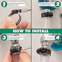 Vista 6 de Juego de 10 abrazaderas de manguera negras de 1"–2", abrazaderas de manguera pequeñas ajustables de 27–51mm de acero inoxidable, abrazaderas