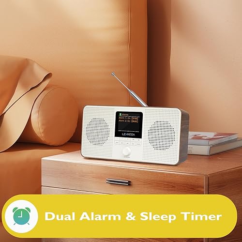 Miniatura 43 de LEMEGA IR4S Radio estéreo WiFi a Internet, radio digital FM, Spotify Connect, altavoz Bluetooth, reloj de alarma dual, 40 preajustes, salida de IR4S