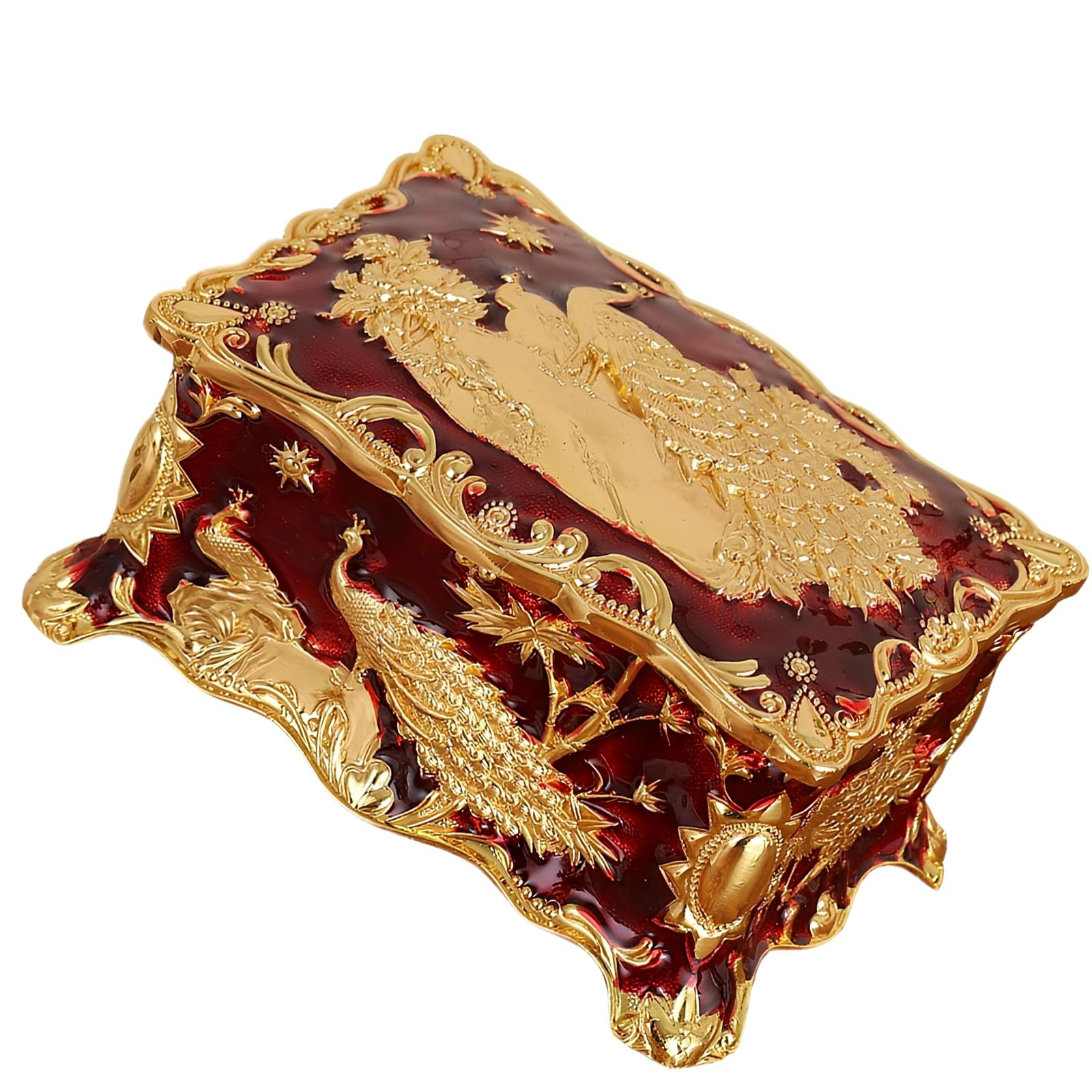 HDOYTXXM Unique Peacocks Shaped Jewelry Case with Colorful Kirsite Construction for Safeguarding Valuable Jewelry Against Damage Display Case