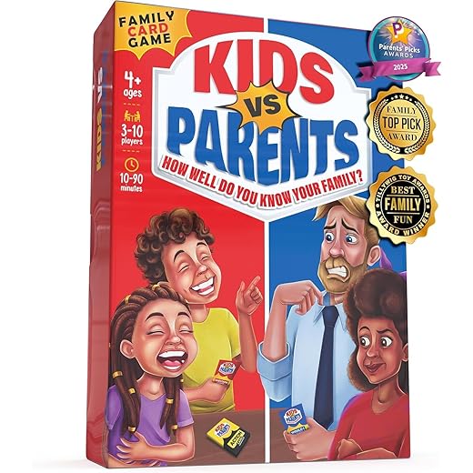 Kids VS Parents - Family Game for Kids 4-12 | Games for Family Game Night | Kids Card Games with 200 Conversation Starter Cards for 10-90 Minutes Play Time