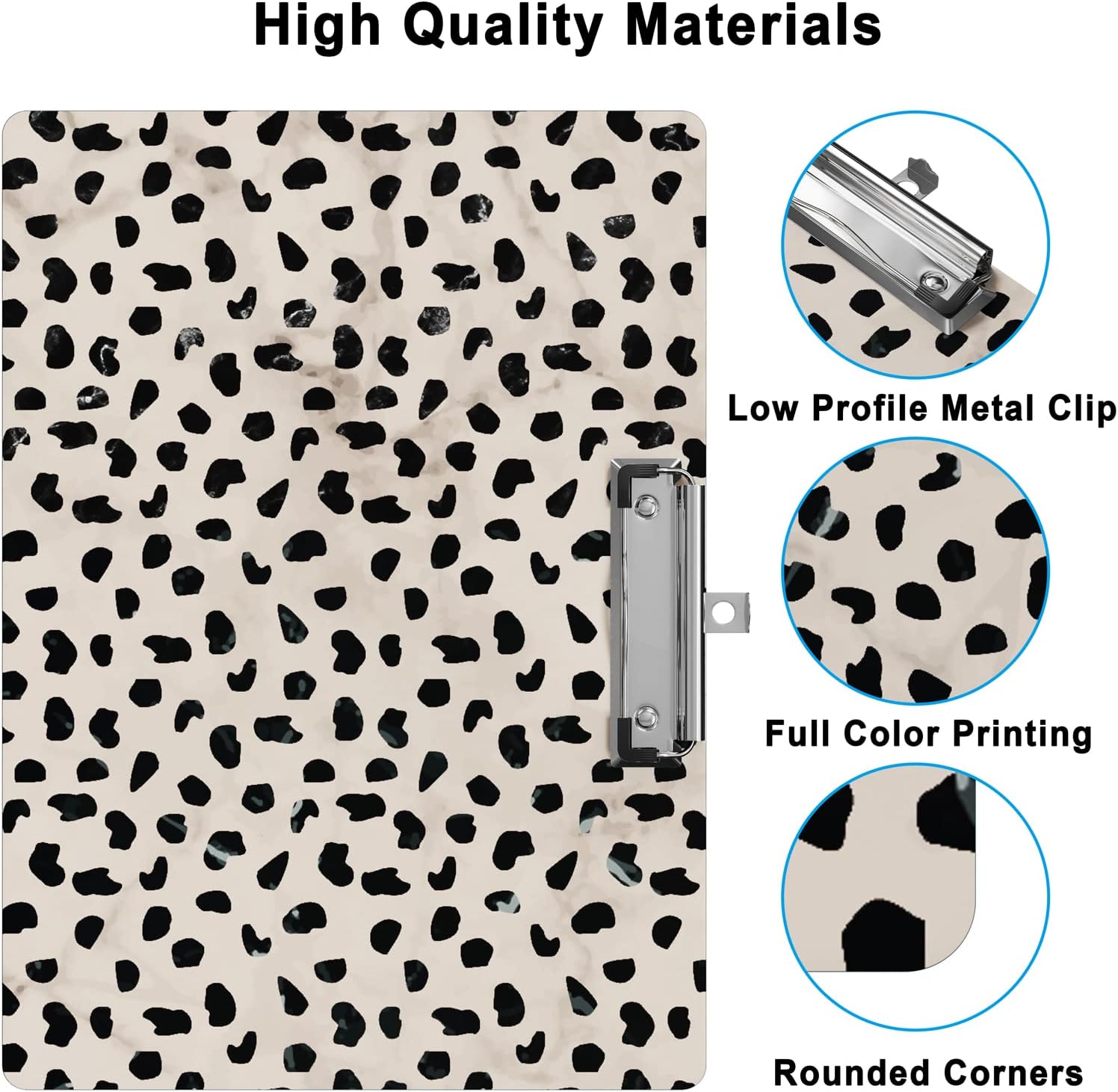 Clipboard with Designs A4 Letter Standard Size Hardboard Cute Landscape Clipboards Decorative with Low Profile Clip for Office School - Cheetah Spots（9" x 12.5"） image 4