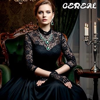 Women Short Lace Gloves Sunblock Fingerless Bridal Wrist Glove Black