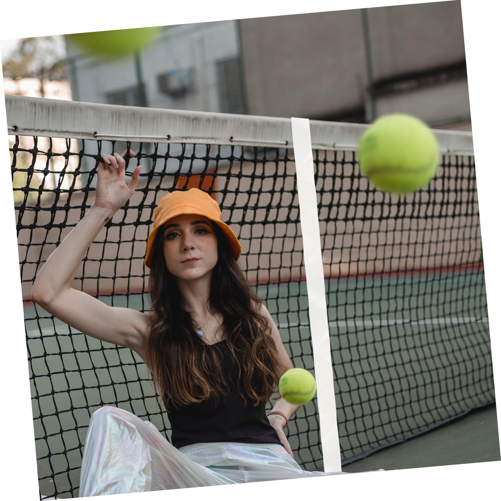 HEMOTON Centrale della Rete da Tennis Corda Centro Maniglia Regolabile Portatile Cinghie Conveniente Giallo Netto Cinghia da Tennis Nylon Bianca