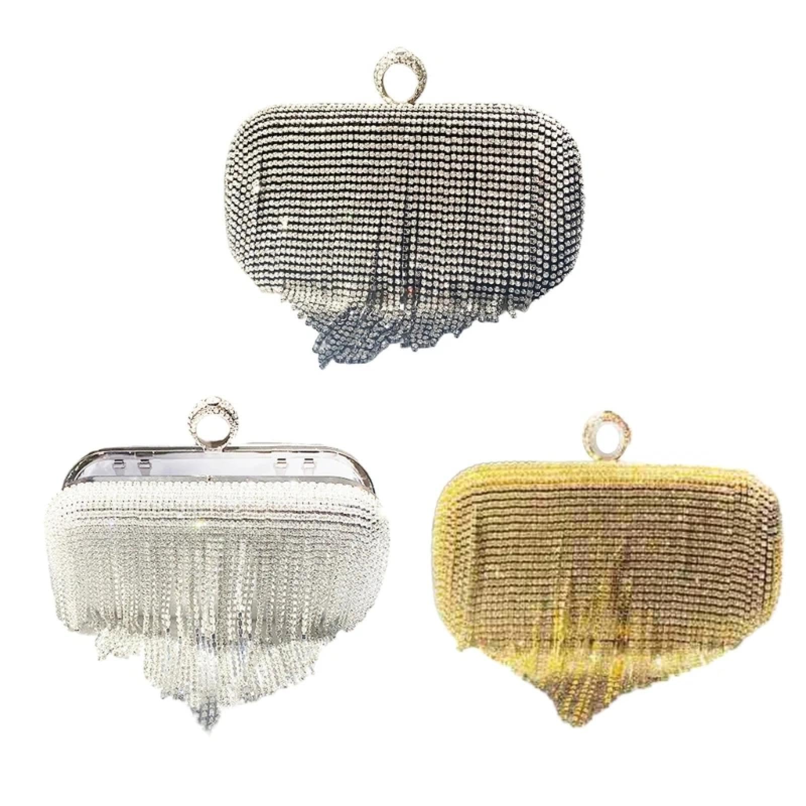Abendtasche Damen Clutch Glitzer Strass Quaste Abend Tasche Frauen Elegante Hochzeit Clutches Bankett Party Abschluss Ball Handtasche Cocktail Cross Body Umhängetasche