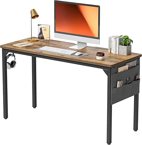 BANTI Escritorio para computadora, escritorio de estudio de oficina en casa de 47 pulgadas con bolsa de almacenamiento, mesa de PC pequeña, estilo