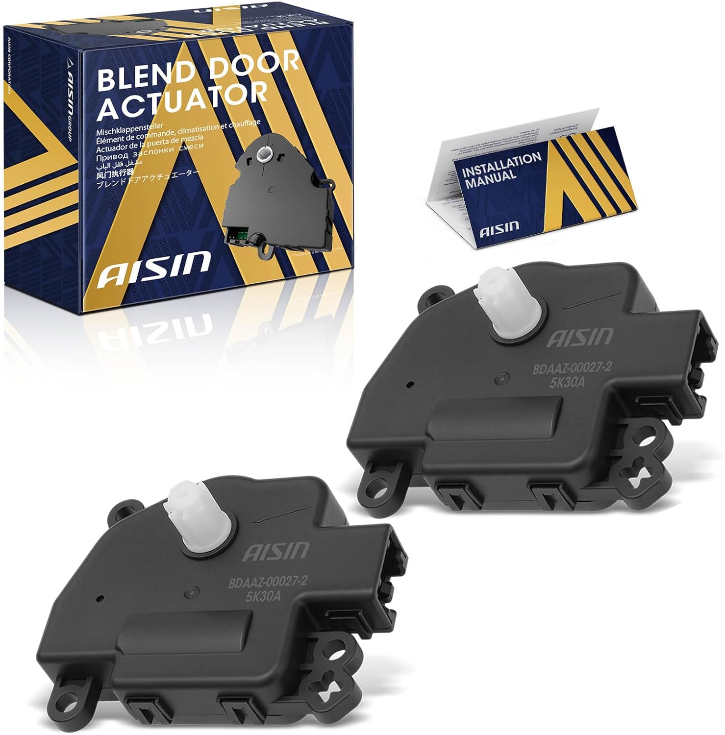 AISIN AFTERMARKET BDAAZ-00028 Set of 2 Main HVAC Heater Blend Door Actuator - Compatible with Jeep Compass Patriot 10-17, Wrangler 11-17, Dodge Durango 08-09 Journey 09-20 - Temperature Air Inlet Mode