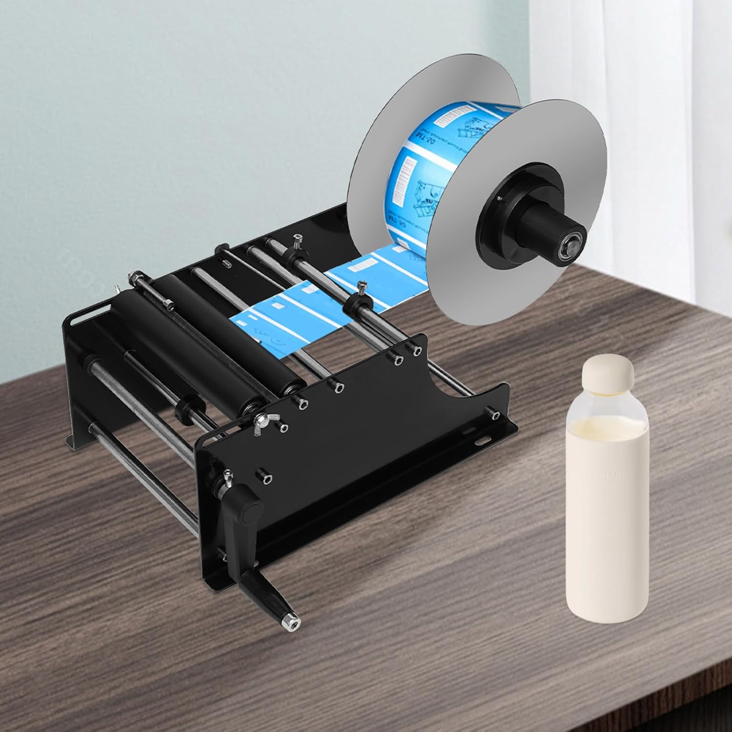 Mt-30 Manual Labeling Machine Label Applicator Round Bottle Labeler Sticker Label Printer Packing Machine W/Handle for 0.79in-4.72in Diameter Round Glass Plastic Metal Bottle