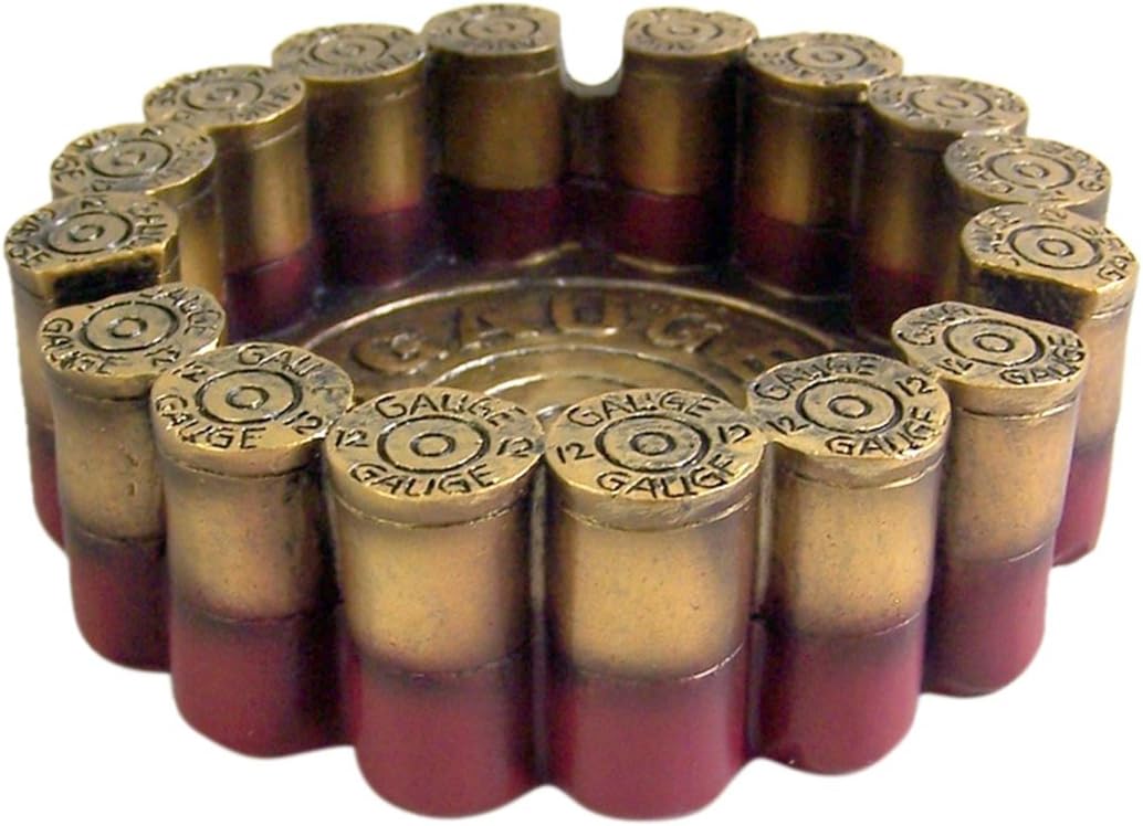DWK 12 Gauge Shotgun Shell Round Ashtray, 4.5" Diameter, Brown, Country Rustic Style
