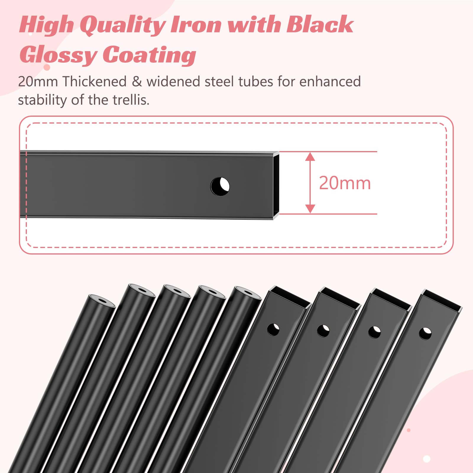 Xverycan Arche Jardin pour Rosiers Plantes Grimpantes, Arche de Jardin métallique Plus Robuste 2,4x2,4m,Arche de Jardin en Treillis,Décoration de Fête - 4
