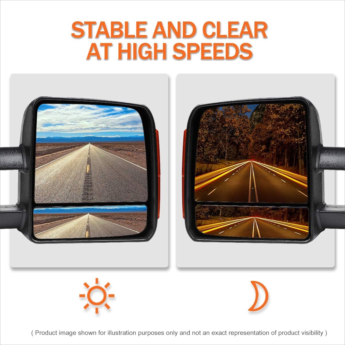 [Driver Side] Power Heated Tow Towing Mirrors w/Amber LED Signal Compatible with 07-16 Tundra,Black