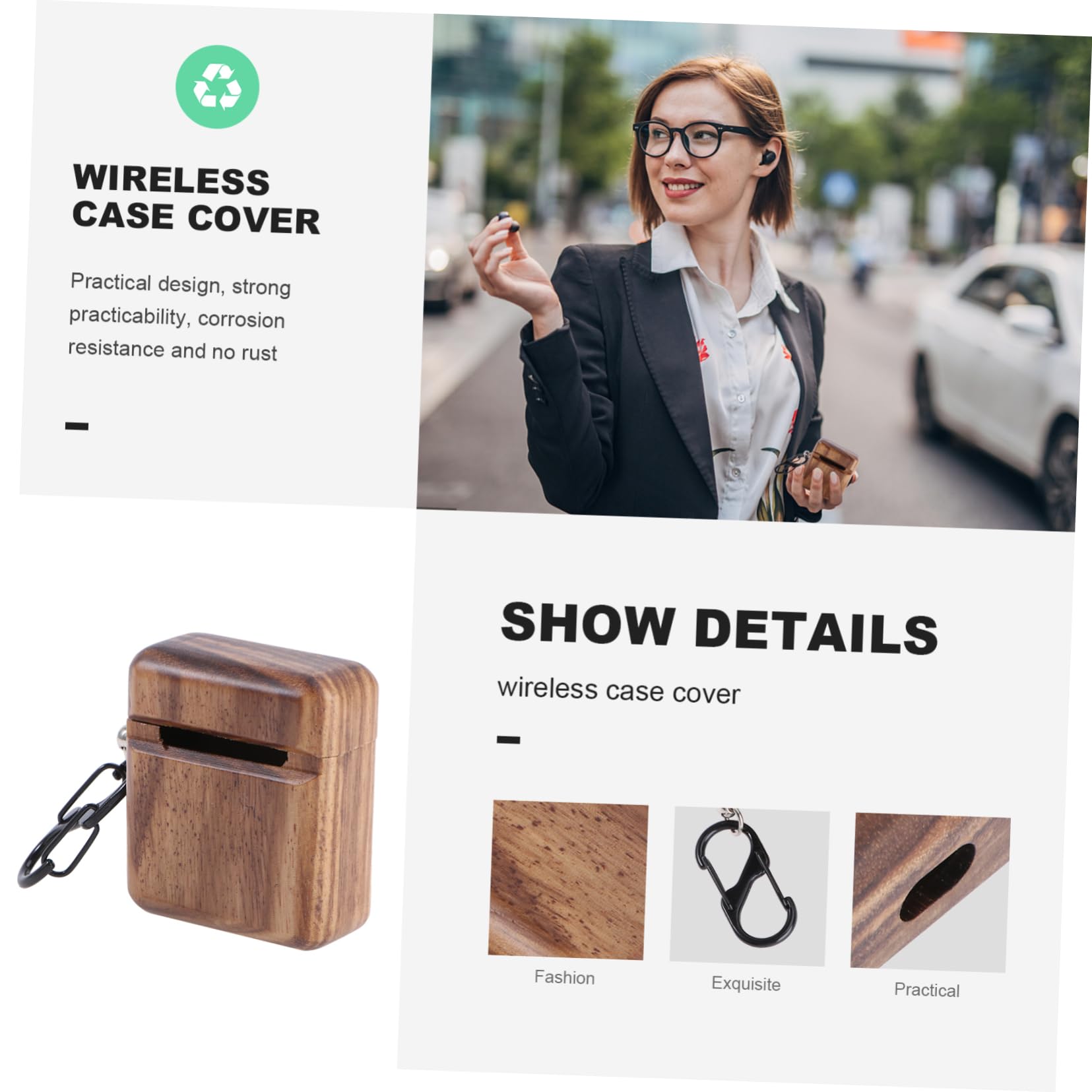 Hemobllo 3piezas Estuche Protector De Auriculares Inalámbricos De Madera Compatible Carcasa Resistente y Arañazos Diseño Compacto y Ligero