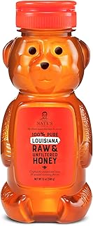 Nature Nate's 100% Pure Raw & Unfiltered Louisiana Honey Bear Bottle, Certified Gluten Free & OU Kosher, Balanced Flavors,...