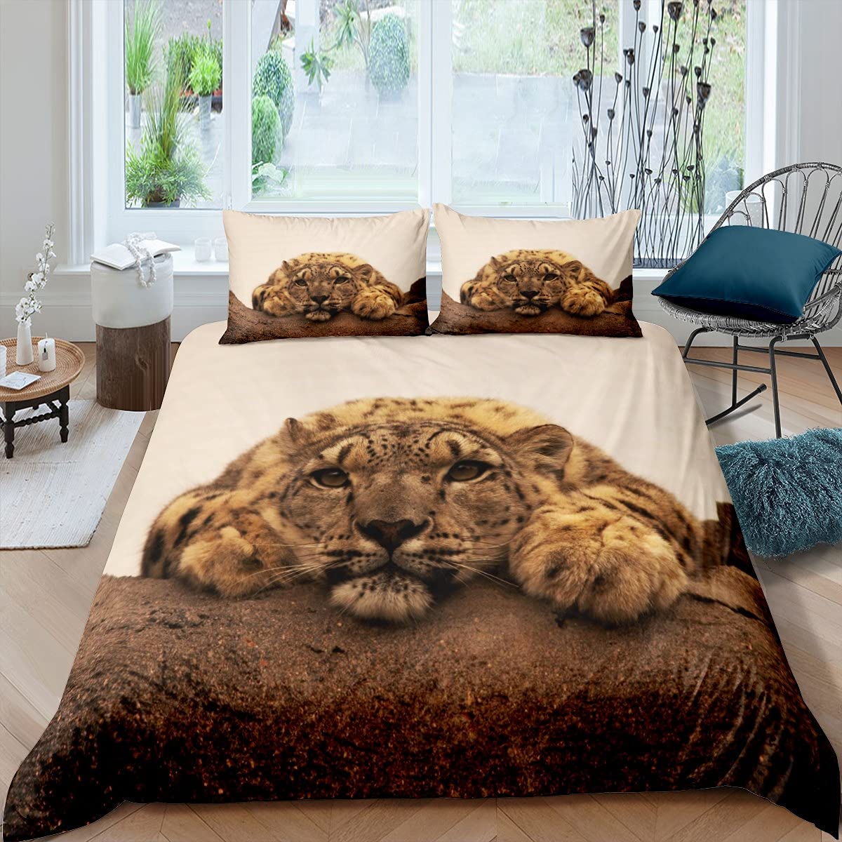 Luipaardprint Dekbedovertrek Safari Cheetah Print Beddengoed Set voor