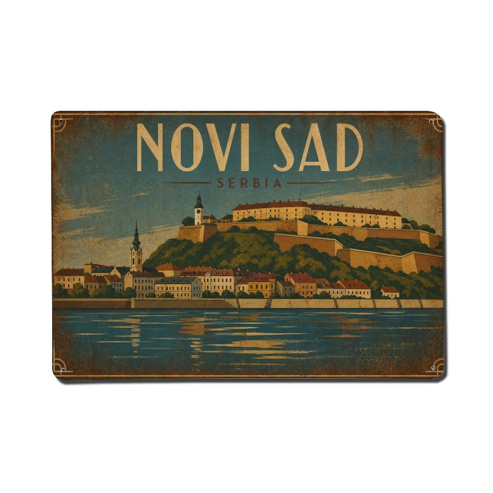 Metal Tin Sign Travel Retro Serbia Novi Sad