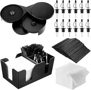 Mifoci Plastic Bar Caddy & 3-Tier Glass Rimmer Set, Bar Accessories