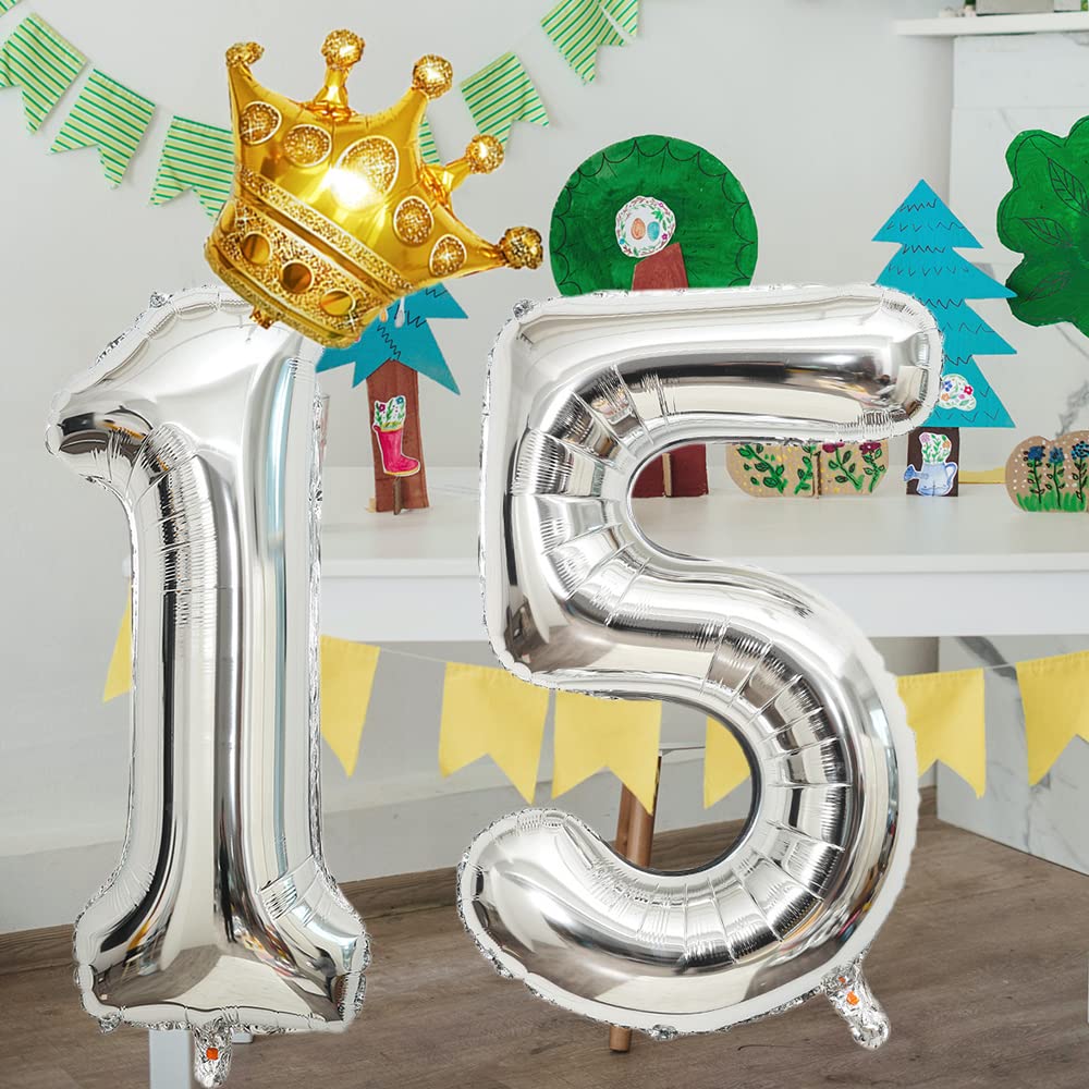 Number 51 Balloons 32 Inch - Silver Foil Birthday Balloons For 51st Party Decorations