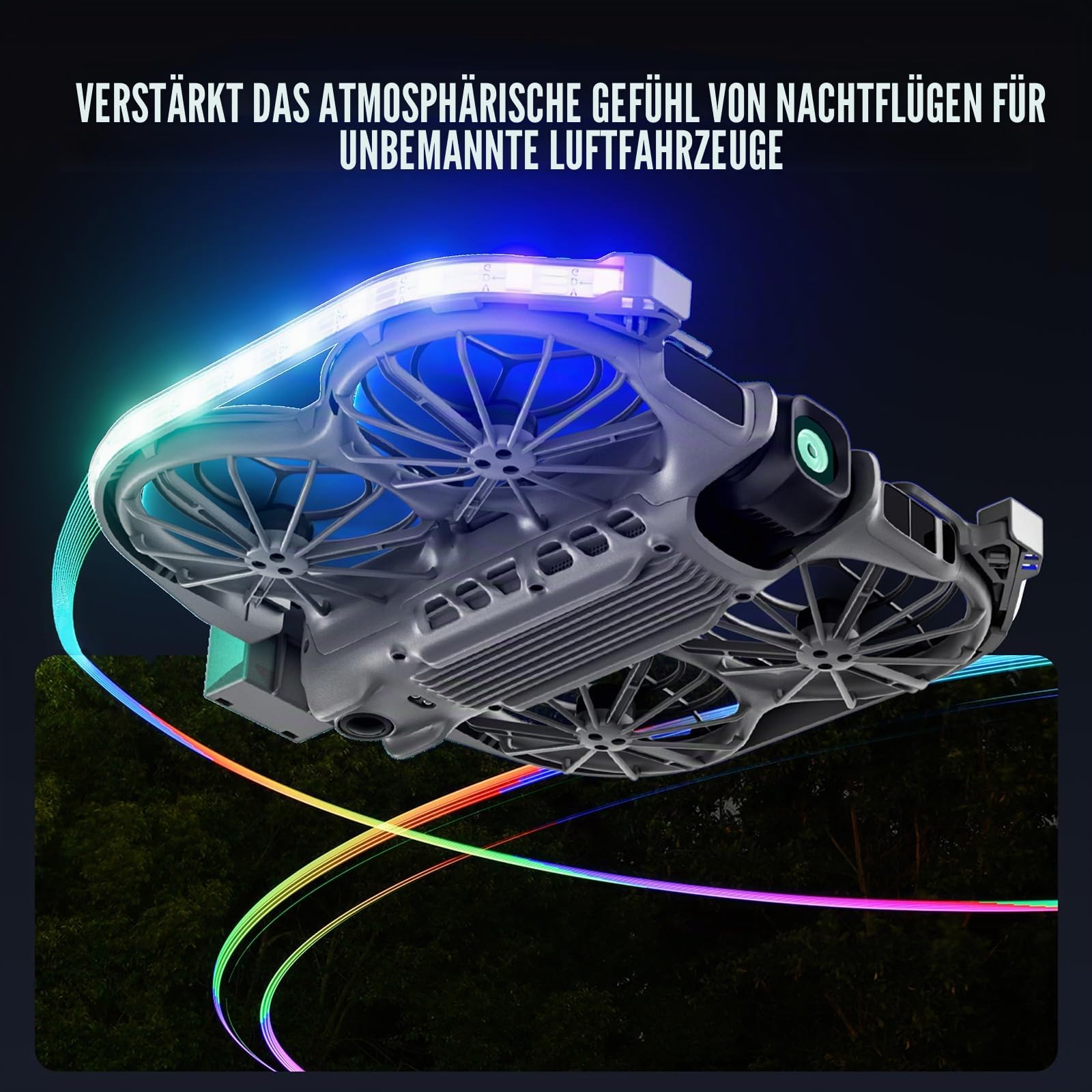 LED-Lichtstreifen Propeller Guard für DJI Neo 2 Zubehör, RGB Mehrfarbige Durchfluss Nacht Flug Licht Fliegende Warnstreifen für DJI Neo 2 Fly More Combo, Typ-C wiederaufladbar, Steady/Flash/Flow-Modi
