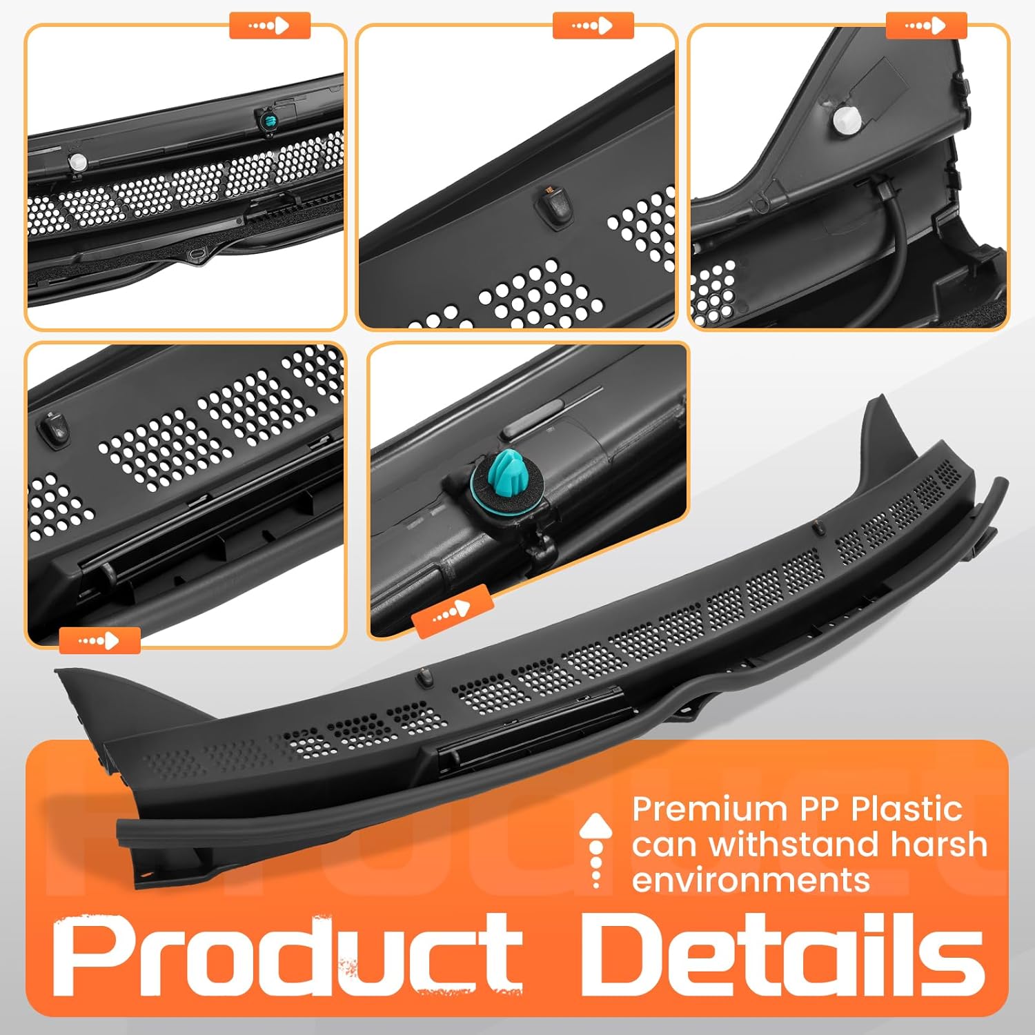 Windshield Wiper Cowl Panel Compatible with 2006-2011 Honda Civic Excluded Si, Replacement for 74200SNAA00 Air Inlet Window Cover Cowl Top Front Center Textured Black Plastic PP