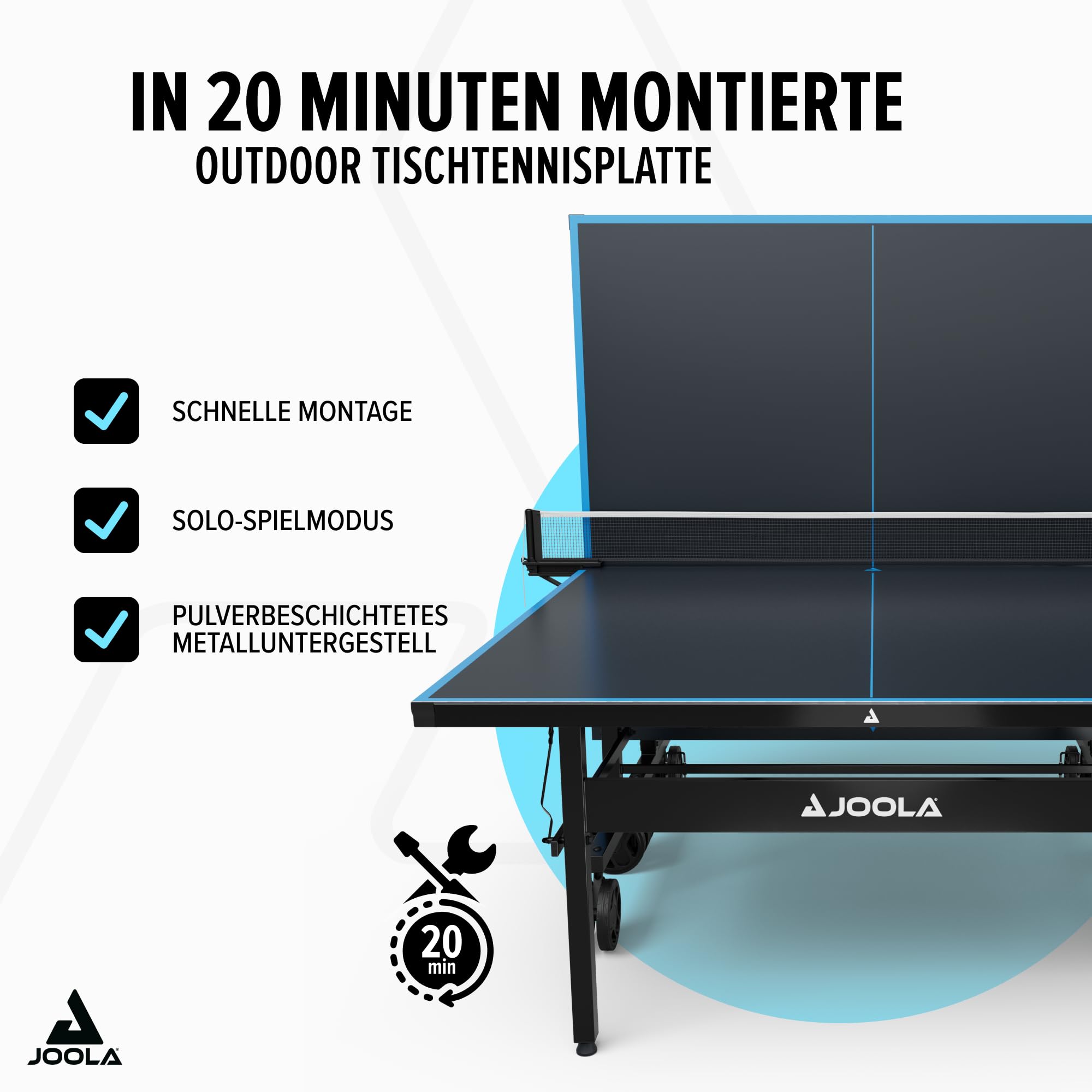 JOOLA Tischtennisplatte Outdoor - Profi Tischtennistisch Aluminium-Verbundoberfläche - wetterfest klappbar - inklusive Netz