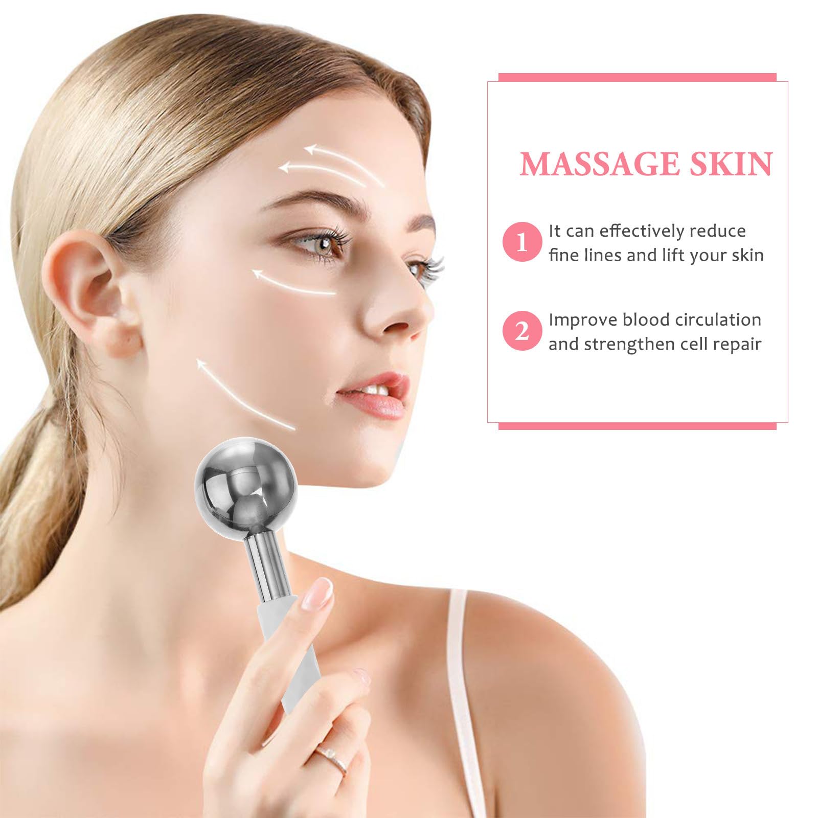 Eiskugeln aus Edelstahl 2 Stück Gesichtsmassagegerät Kühlende Gesichtsroller für Anti Aging Hautstraffung Schwellungen Kompakt und Hautfreundlich für Gesicht Hals Zufällige Farbe