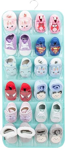 Miniatura 8 de PACMAXI Organizador de zapatos sobre la puerta para 12 pares de zapatos de bebé niños y niñas, organizador de zapatos de bebé colgante con gancho