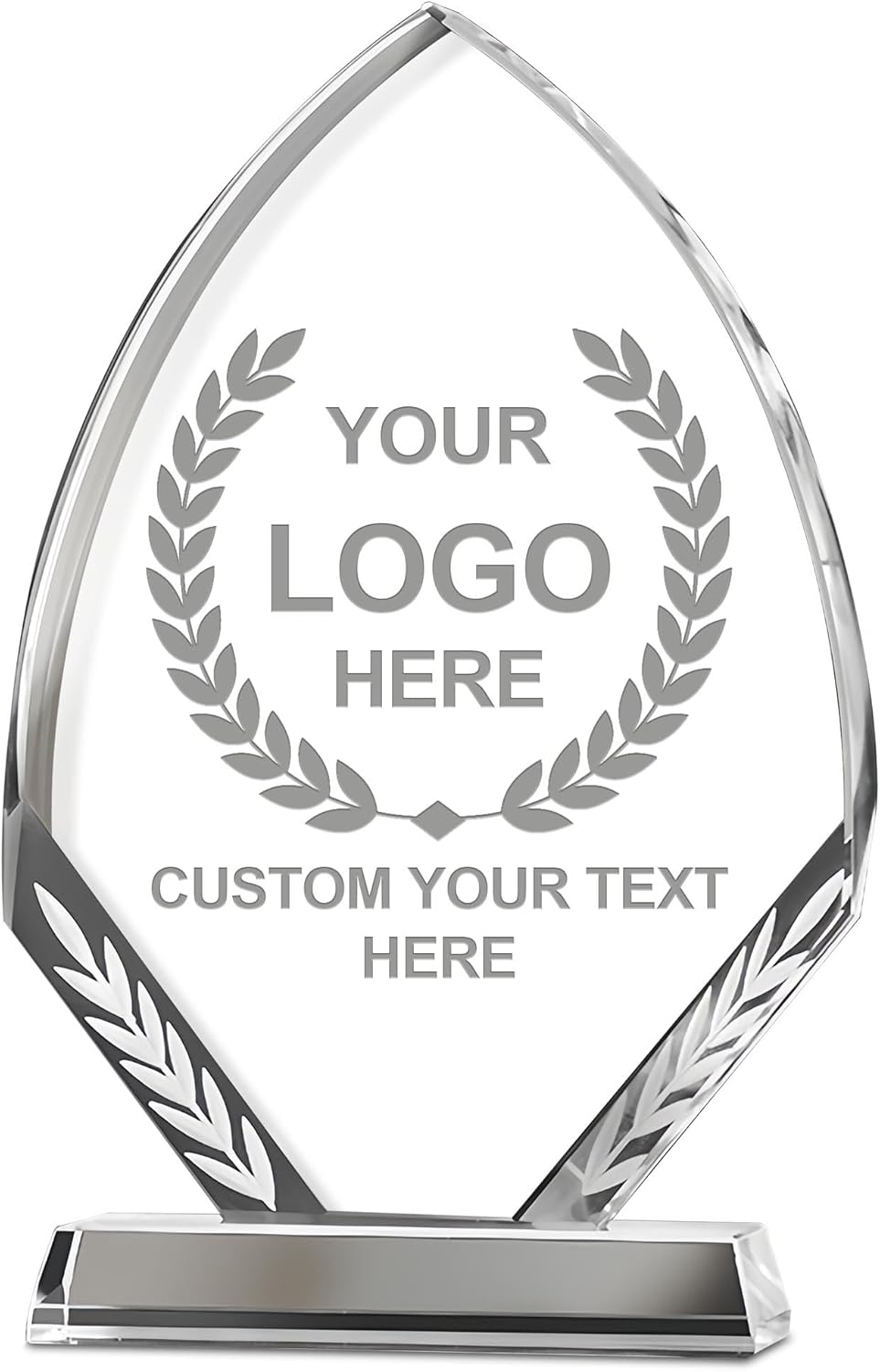 9.25 x 5.9” Custom Crystal Trophy Award, Customized Engraved Crystal Award Plaque with Your Logo/Emblem/Text, Personalized Awards and Trophies for Sports, Corporate Events, Games Nights