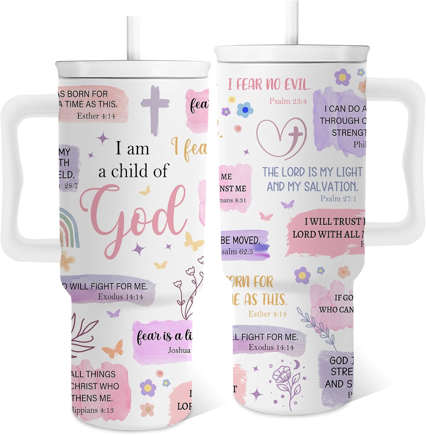 Christian Gifts for Women Girls, God Tumbler 24oz I Am a Child of God Coffee Mug Cup, Inspirational Religious Bible Verse Catholic Spiritual Gifts for Sisters Friends