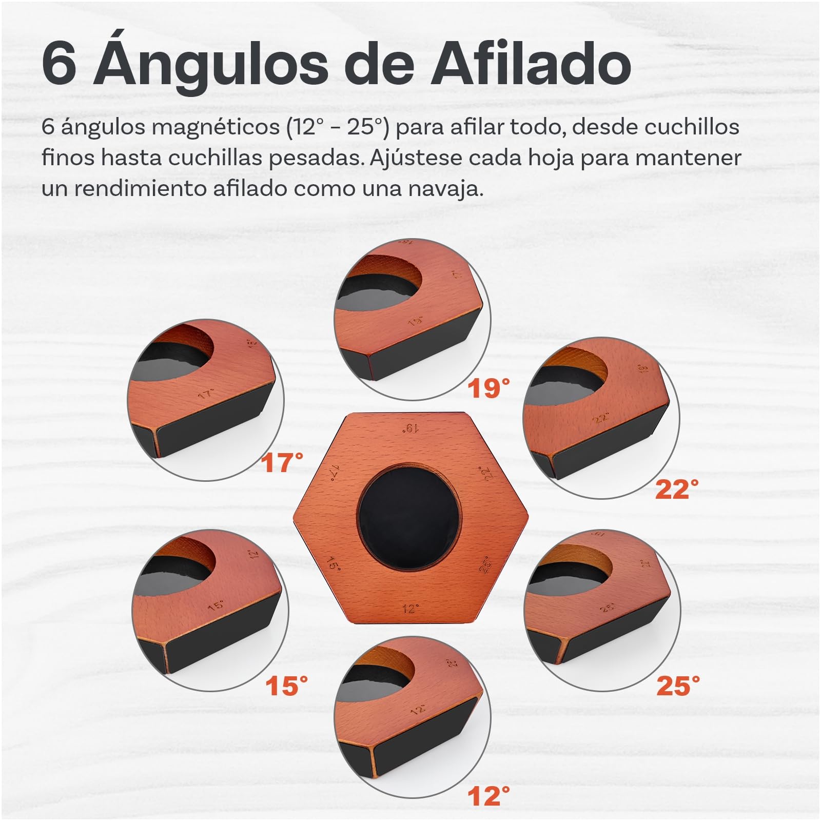 Afilador Cuchillos de Rodillo por MMOBIEL - 6 Ángulos Magnéticos (12°, 15°, 17°, 19°, 22°, 25°) - Kit de Afilado con Discos de Diamante - Kit Manual para Cuchillos - Regalos para Hombre & Mujer