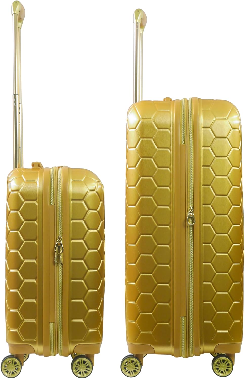 Disney Winnie the Pooh 2 Piece Rolling Luggage Set, Hardshell Suitcases for Travel, 360 Degree Spinner Wheels, Gold