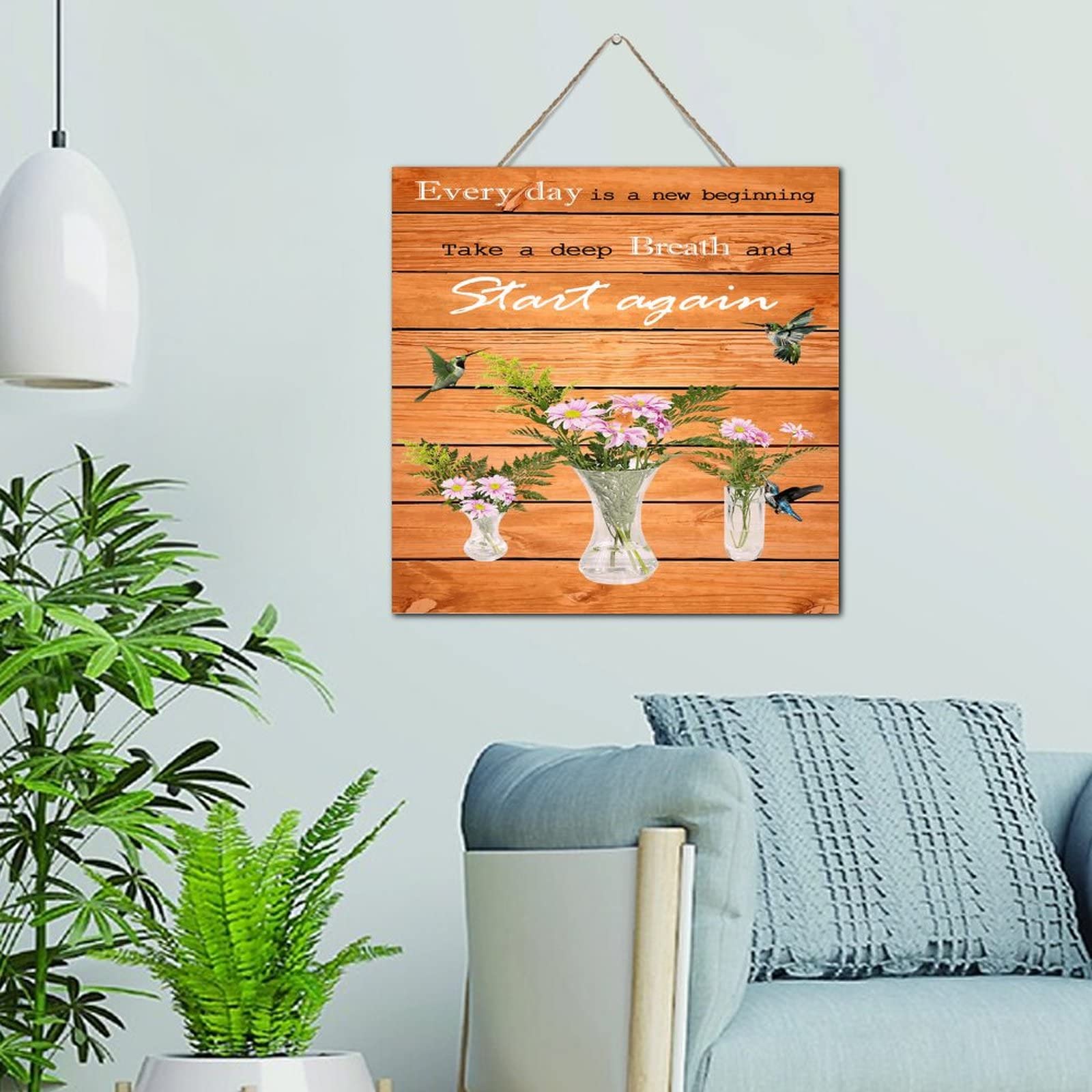 Plaque décorative bois Every Day Is A New Beginning inspirante