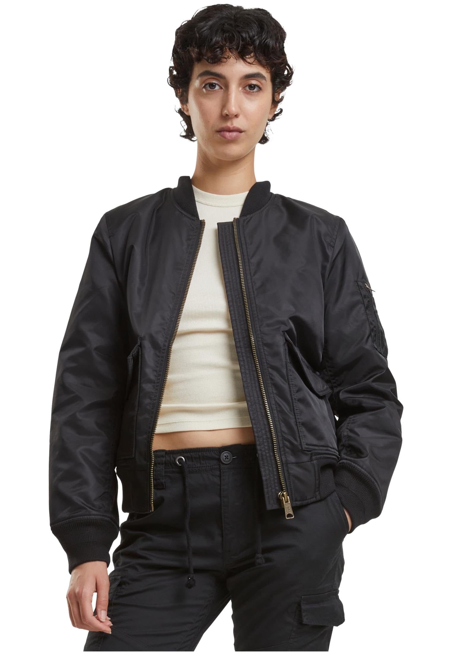 Brandit Women Sherpa Bomberjacket, Farben Black und Oliv, Größen XS bis 7XL