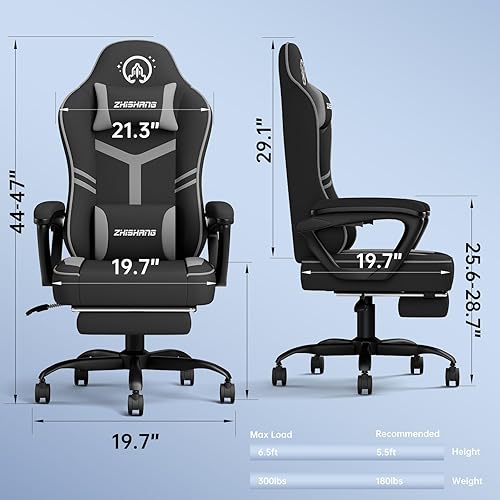 Miniatura 3 de ZHISHANG Silla de computadora, silla de juegos para adultos, silla ergonómica para jugadores con reposapiés, silla de oficina de carreras con