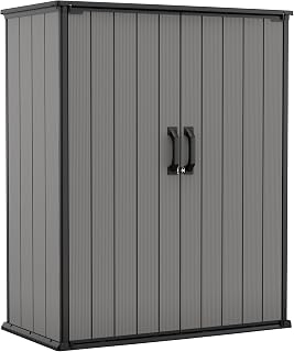 Keter Premier Tall 4.6x5.6 ft Resin Storage Shed, Grey & Black