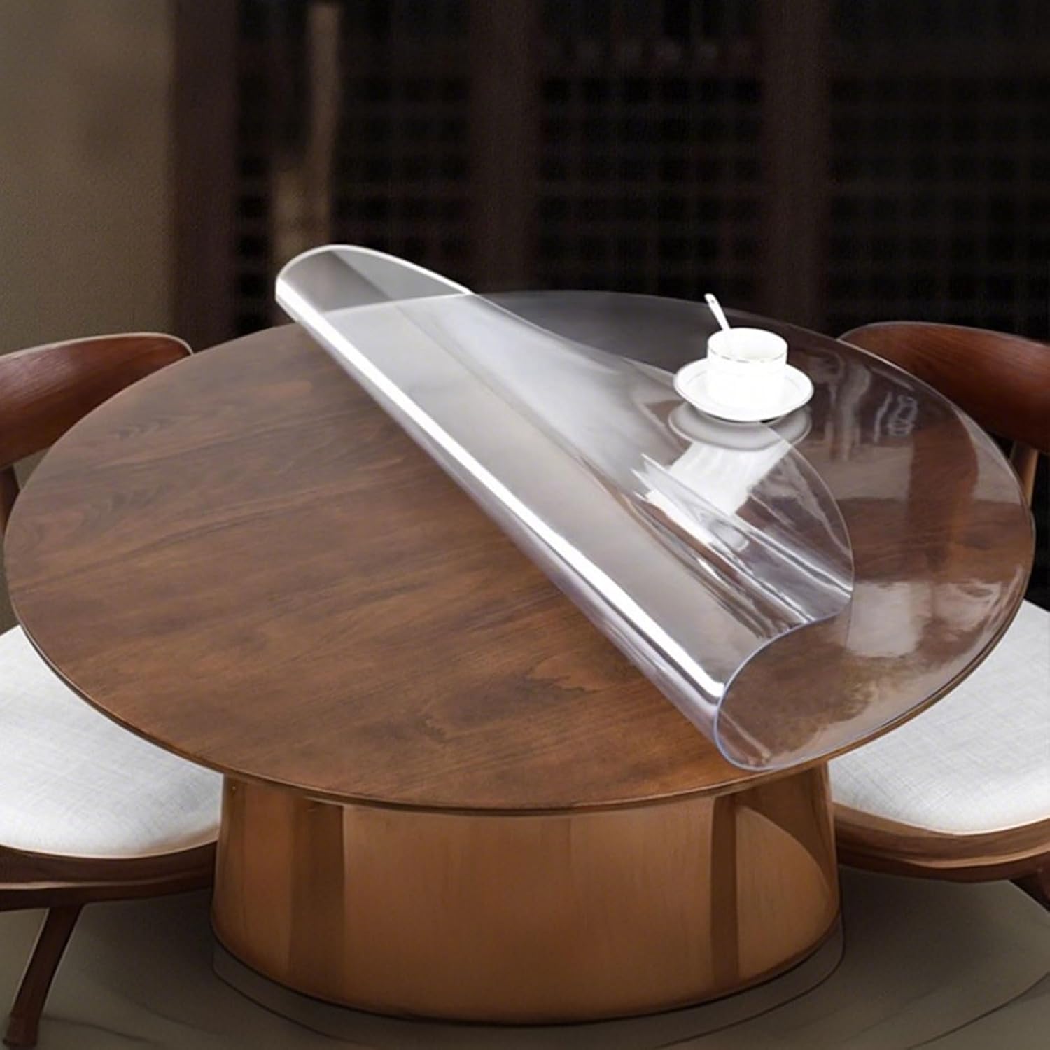 HUHJYUGE Clear Round Table Cover 31.50in, 1.5mm Thick Round Plastic Table Protector, Waterproof PVC Tablecloth, Vinyl Circle Table Top Protector for Coffee Table, Dining Room Table