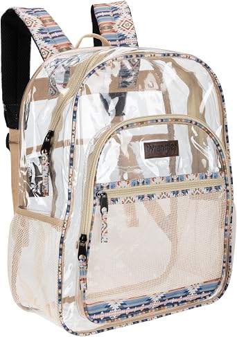 Wrangler Water-Resistant Clear Backpack for Girls, Plastic School Bookbag